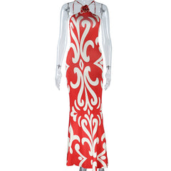 Sarai Printed Sleeveless Halter Floral Maxi Dress