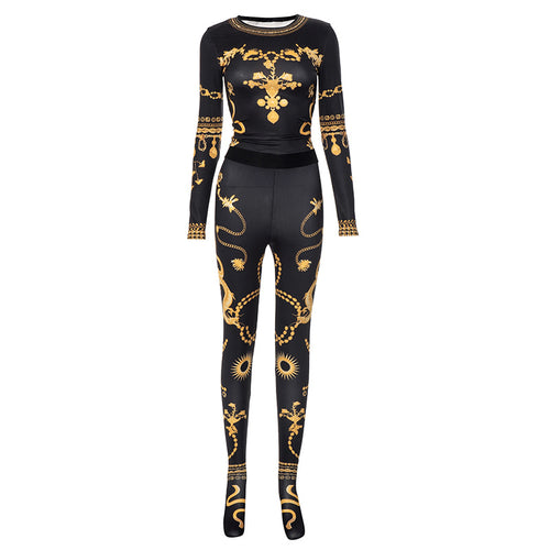 High Class Baddie Printed Long Sleeve Pant Set