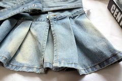 So Y2K Low Rise Belted Denim Mini Skirt