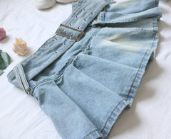 So Y2K Low Rise Belted Denim Mini Skirt