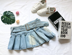 So Y2K Low Rise Belted Denim Mini Skirt