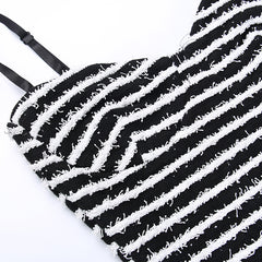Not So Black And White Striped Sleeveless Knit Romper