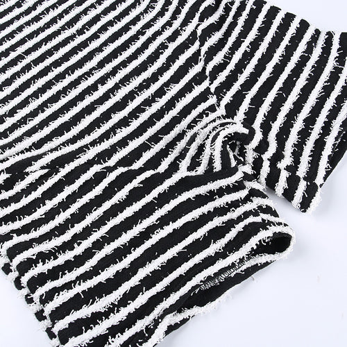 Not So Black And White Striped Sleeveless Knit Romper