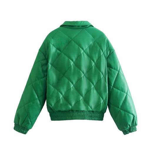 Seeing Green Faux Leather Quilted Jacket