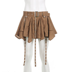 Melrose Belted Ruffle Mini Skirt