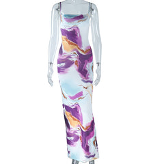 Maya Tie Dye Printed Sleeveless Maxi Dress