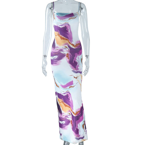 Maya Tie Dye Printed Sleeveless Maxi Dress