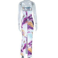 Maya Tie Dye Printed Sleeveless Maxi Dress