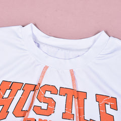Hustle Contrast Stitch Graphic Cropped T-Shirt