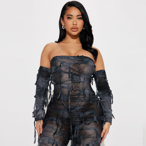 The Secret Recipe Tie Dye Disressed Tassel Jumpsuit