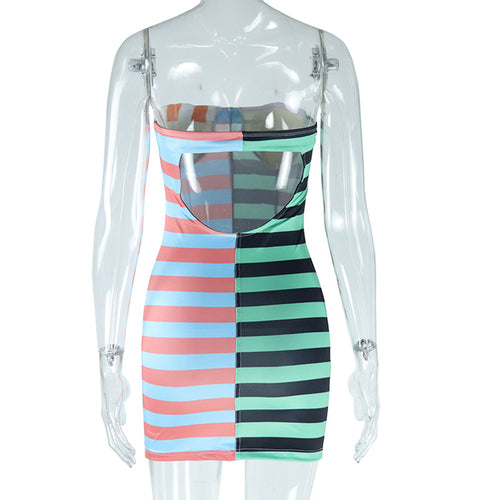 Aimee Strapless Striped Bodycon Mini Dress