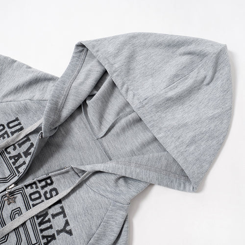 Cali Surf Team Zip Front Graphic Cropped Hoodie