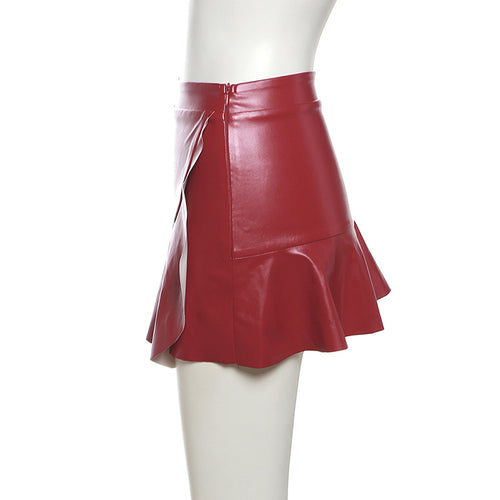 Issa Party High Waist Pleated Faux Leather Mini Skirt