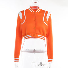 Robin Cropped Button Front Varsity Jacket