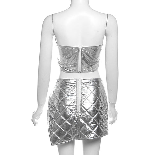 Stella Quilted Metallic Puffer Mini Skirt Set