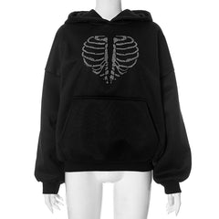 To The Bone Rhinestone Pullover Hoodie