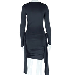 Breanna Mock Neck Long Sleeve Ruched Mini Dress