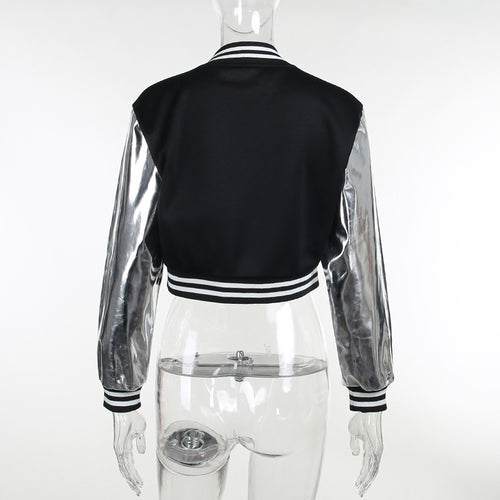 Shining Bright Metallic Embroidered Varsity Jacket