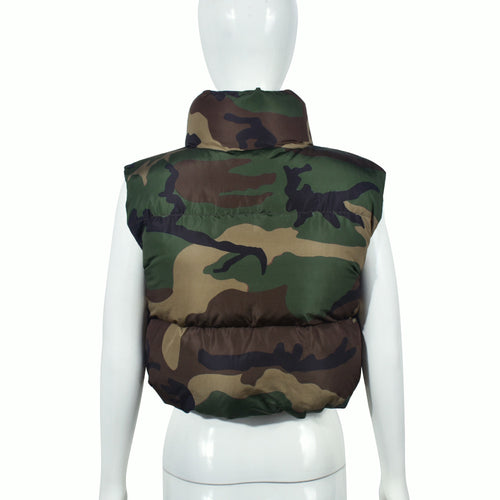 In Command Cropped Camouflage Puffer Vest