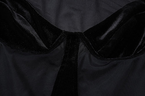 You Wish Long Sleeve Mesh Panel Velvet Mini Dress