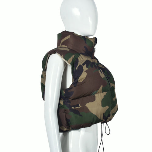 In Command Cropped Camouflage Puffer Vest