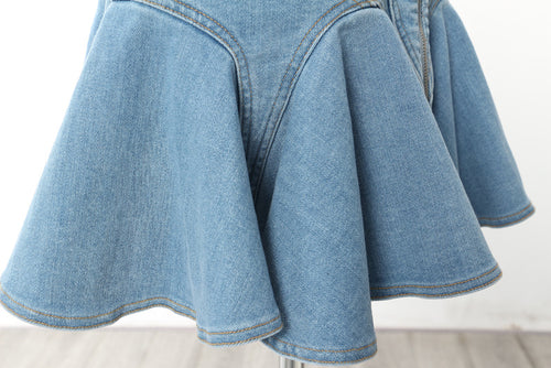 Gone Viral Ruffled Denim Mini Skirt