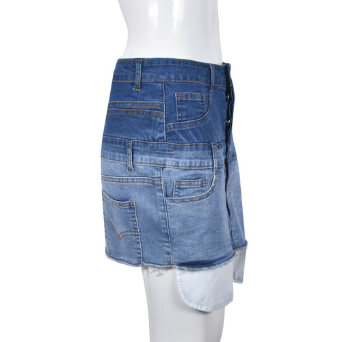 Double Dare Cutoff Denim Mini Skirt