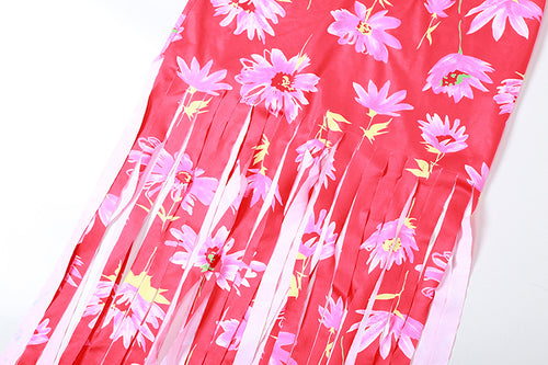 Vacay Time Floral Print Halter Backless Midi Dress