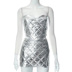 Keep On Shining Metallic Puffer Mini Skirt Set