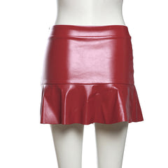 Issa Party High Waist Pleated Faux Leather Mini Skirt