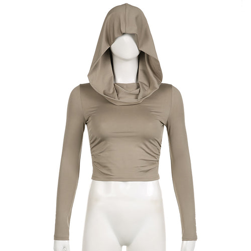 Melanie Long Sleeve Hooded Crop Top