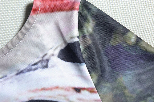 Printed Round Neck Long Sleeve Maxi Dress