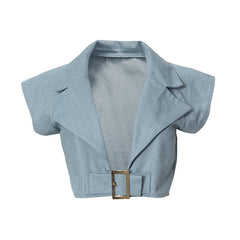 Lana Belted Faux Denim Vest Top