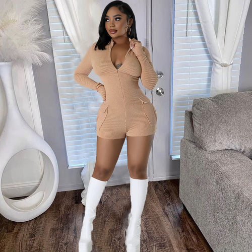 Can You Handle It Ribbed Knit Long Sleeve Romper