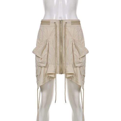 Carly High Waist Cargo Drawstring Utility Skirt