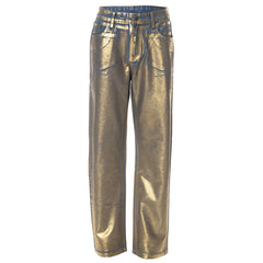 Drip Like Me Metallic Straight Leg Denim Jeans