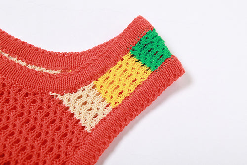 Nonstop Trippin' Crochet Sleeveless Striped Mini Skirt Set