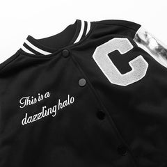 Shining Bright Metallic Embroidered Varsity Jacket