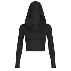 Melanie Long Sleeve Hooded Crop Top