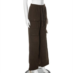 In Dallas Corduroy Drawstring Elastic Waist Straight Leg Cargo Pants