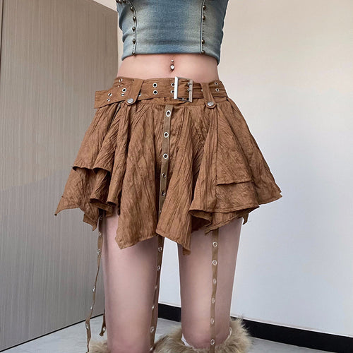 Melrose Belted Ruffle Mini Skirt