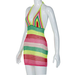 We In Miami Crochet Knit Backless Mini Dress