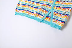 Let Me Pop Off Crochet Knit Striped Mini Skirt Set