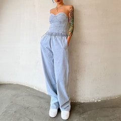 Good Energy Sleeveless Stretch Denim Pant Set