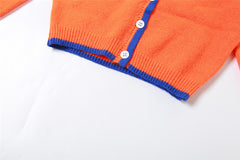 Worth It Contrast Trim Knit Sweater Cardigan Midi Skirt Set