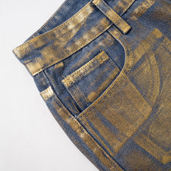 Drip Like Me Metallic Straight Leg Denim Jeans