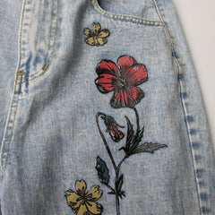 Give Me Flowers High Waist Light Wash Ripped Denim Jeans