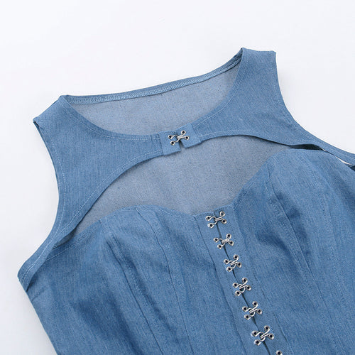 Kariya Cutout Denim Corset Tank Top