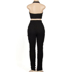 Makenzie Sleeveless Halter Popcorn Pant Set