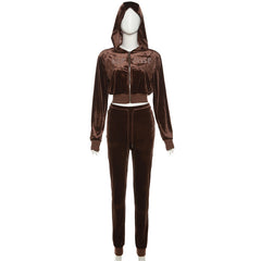 Say Please Rhinestone Velour 2 Piece Tracksuit